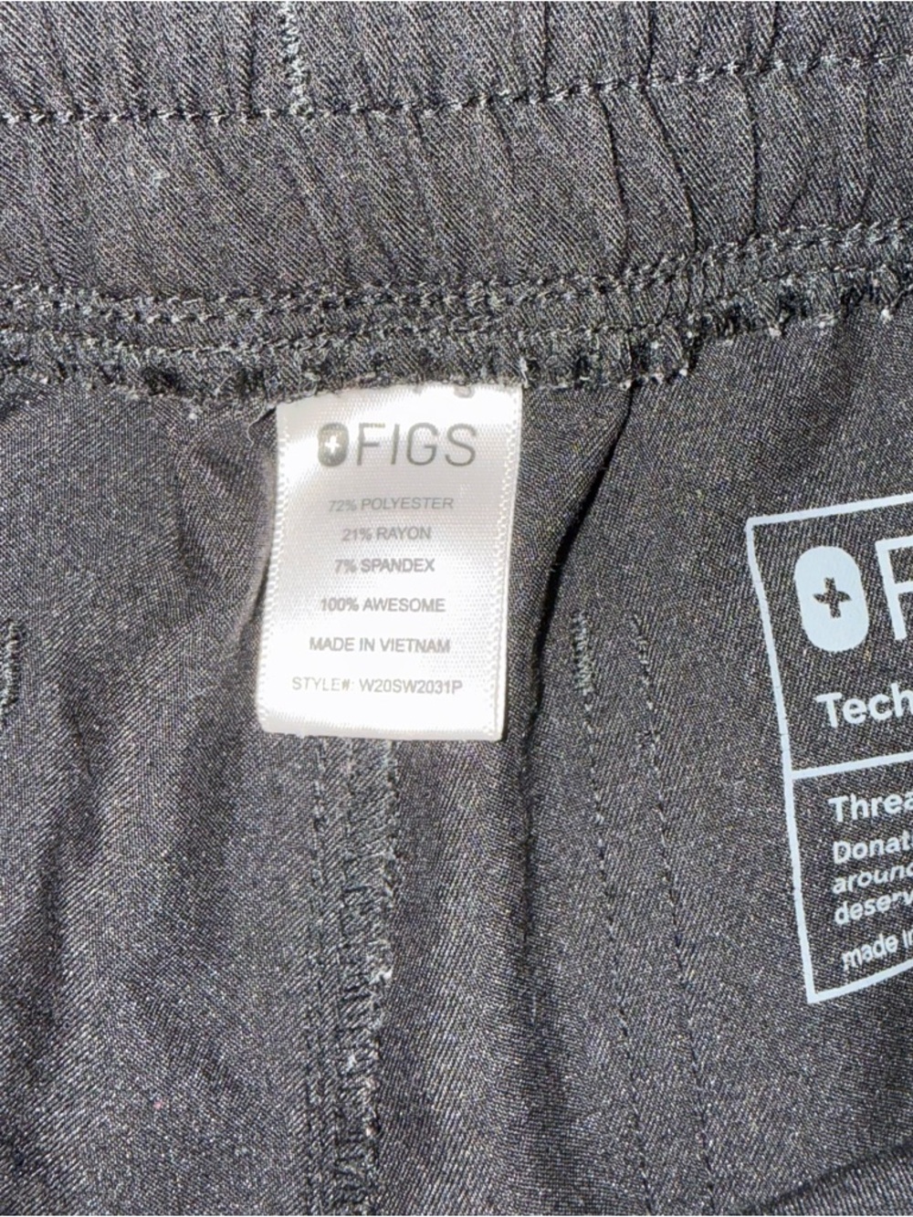 FIGS Yola Skinny Scrub Pants Black XS Petite - Picture 3 of 4